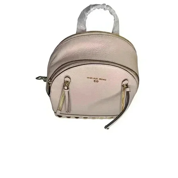 NWT Michael Kors Brooklyn Medium Studded Pebbled Leather Soft Pink Backpack - Picture 11 of 12